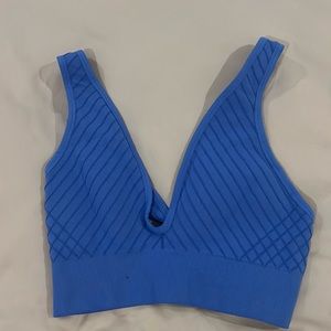 Sexy blue sports bra. V neck and low back
